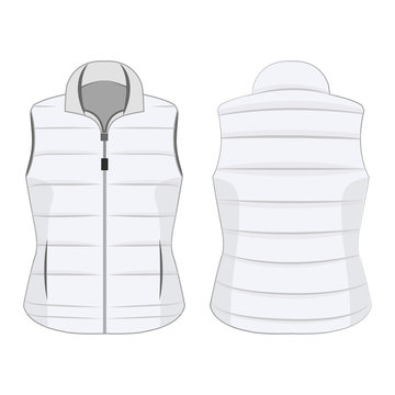 White winter zipped vest isolated vector on the white background