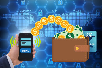 Concept of mobile wallet transfers - 3d rendering