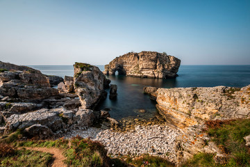 Fototapeta premium The rocky coast of Bagirganli village of Kandira district.