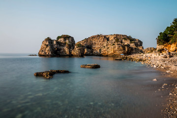 Fototapeta premium The rocky coast of Bagirganli village of Kandira district.