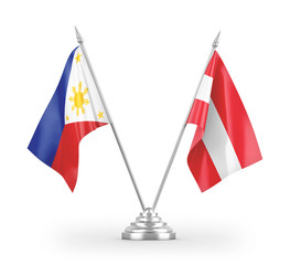 Austria and Philippines table flags isolated on white 3D rendering