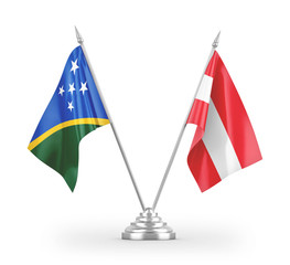 Austria and Solomon Islands table flags isolated on white 3D rendering