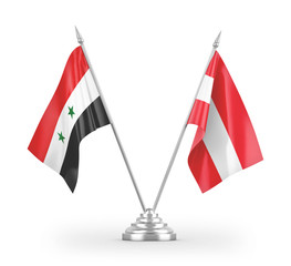 Austria and Syria table flags isolated on white 3D rendering