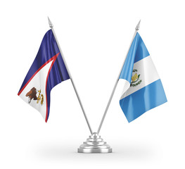 Guatemala and American Samoa table flags isolated on white 3D rendering