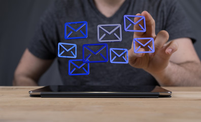 Hand Touching Email With Finger.