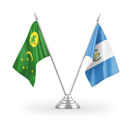 Guatemala and Cocos Keeling Islands table flags isolated on white 3D rendering