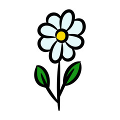 Colorful bright flower icon. Vertical view. Vector graphic drawing. Isolated object on a white background. Isolate.