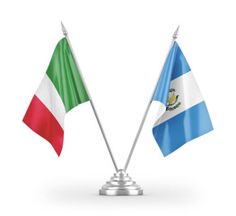 Guatemala and Italy table flags isolated on white 3D rendering