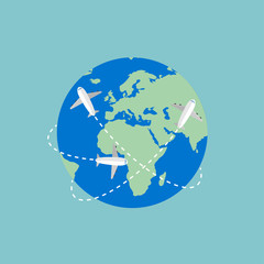 travel around the world plane vector isolated