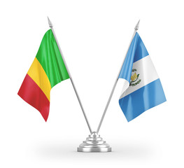 Guatemala and Mali table flags isolated on white 3D rendering