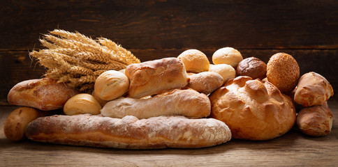Fresh baked bread and wheat ears