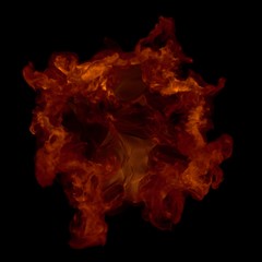 Abstract fire burst texture isolated on black background . 3D render.