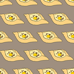 Khachapuri seamless texture. Isolated. Vector illustration. Traditional cuisine. Georgia.