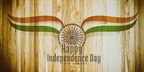 15th august happy independence day of India, dirty wooden background.