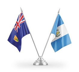 Guatemala and Turks and Caicos Islands table flags isolated on white 3D rendering