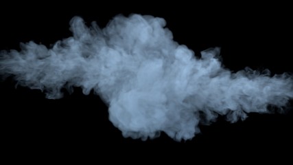 White water vapor steam on a black background. Realistic dry smoke clouds fog overlay. Simply drop it in and change its blending mode to screen or add.