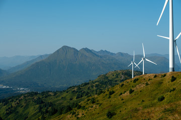 windmills and mountains