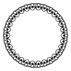 Ink Abstract circle pattern mandala flower floral petal stack symbol simple cute modern circular pattern sun star rays beauty lace motif black white single art mehendi Digital textile frame stamp