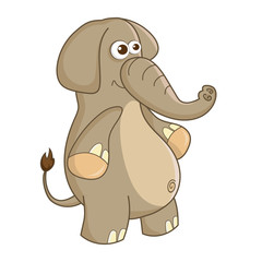 Elephant. Cute Young Elephant isolated on white background. Zoo animal cartoon character. Education card for kids learning animals. Logic Games for Kids. Vector illustration in cartoon style.