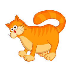 Cat. Cute Young Cat or Kitten isolated on white background. Farm animal cartoon character. Education card for kids learning animals. Logic Games for Kids. Vector illustration in cartoon style.
