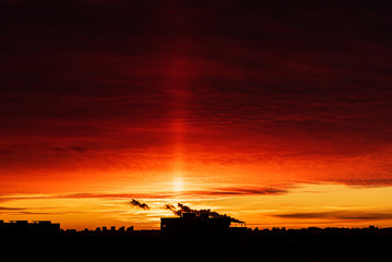 sunset over city, nice sunset sky