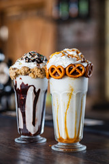 tasty milkshakes with sweet toppings