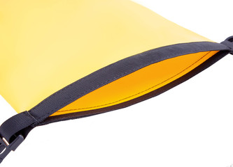 yellow waterproof bag on isolated background