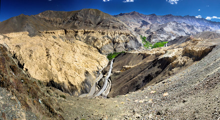 Lunar earth in indian tibet on a summer day