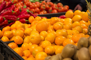  Fresh fruits and vegetables in a supermarket