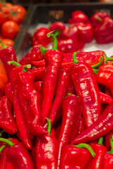 Red hot chili peppers in the supermarket