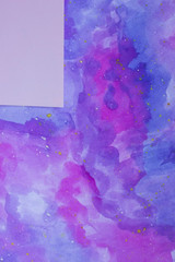 Abstract watercolor background. Blue, purple and pink