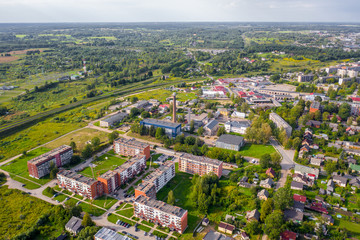 Fototapeta na wymiar Beautiful Aerial view photo from flying drone panoramic on Rezekne city center beautiful summer day in Latgale ,Latvia (series)