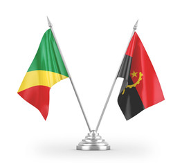 Angola and Congo table flags isolated on white 3D rendering