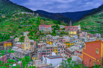 Fototapeta na wymiar aerial view of old town, cinque terre, italy
