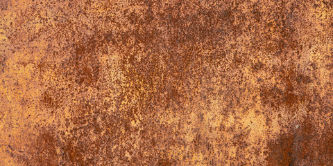 Panoramic oxidized metal surface making an abstract texture, high resolution. Grunge metal iron panel.