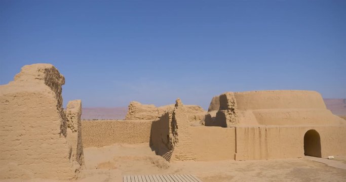 Landscape view of Gaochang Ruins in Turpan Xinjiang Province China.