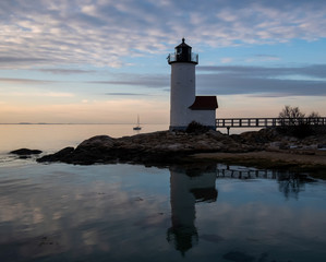 Annisquam Lighthouse at sunset - Gloucester, Massachusetts.