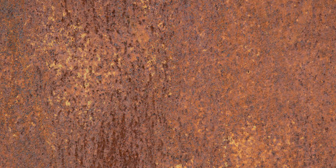 Panoramic oxidized metal surface making an abstract texture, high resolution. Grunge metal iron panel.