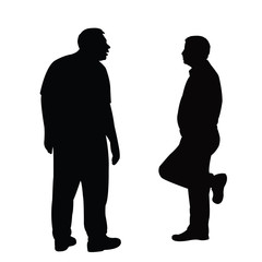 two men making chat, silhouette vector