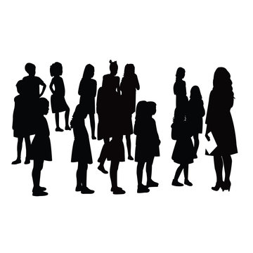 teacher and students silhouette vector