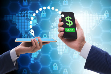 Concept of mobile wallet transfers - 3d rendering