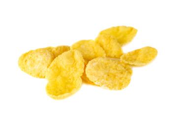 Tasty cornflakes isolated on a white background, dry cereals