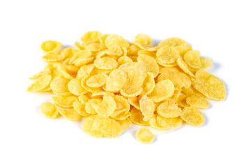 Tasty cornflakes isolated on a white background, dry cereals