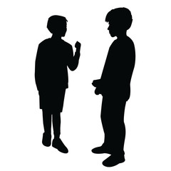 two boys playing together, silhouette vector