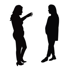two women making chat, silhouette vector