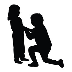 children playing , silhouette vector