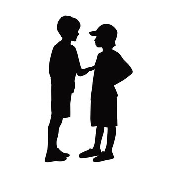 two bpys making chat, silhouette vector