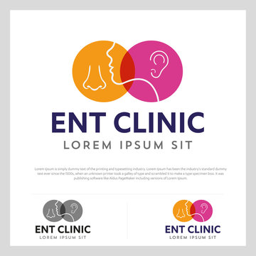 ENT logo Head for ear, nose, throat doctor. logo Line vector icon. Editable stroke. illustration Flat linear