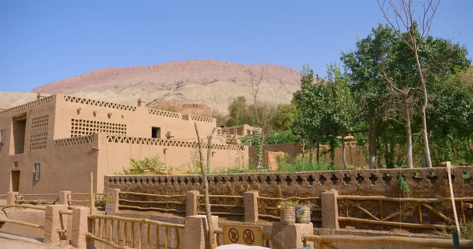 Ancient traditional residential old house in Tuyoq village valley inTurpan Xinjiang Province China.