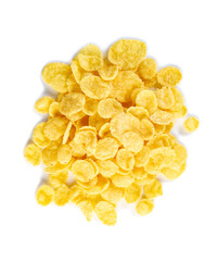 Tasty cornflakes isolated on a white background, dry cereals